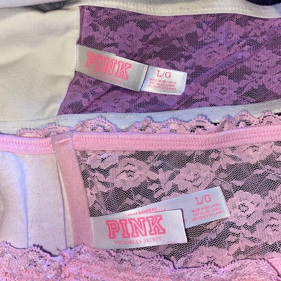 Pink Victoria’s Secret 1 Pink Sequins Lace Trim Bandeau Size Large - Picture 4 of 5